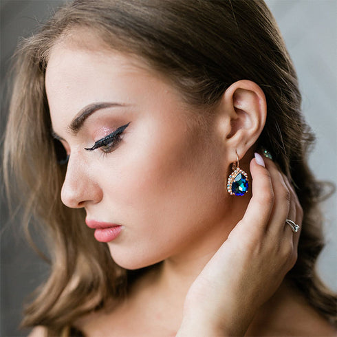 Auskarai "Debesų Lašas III (Bermudų Mėlyna)" su Swarovski™ kristalais